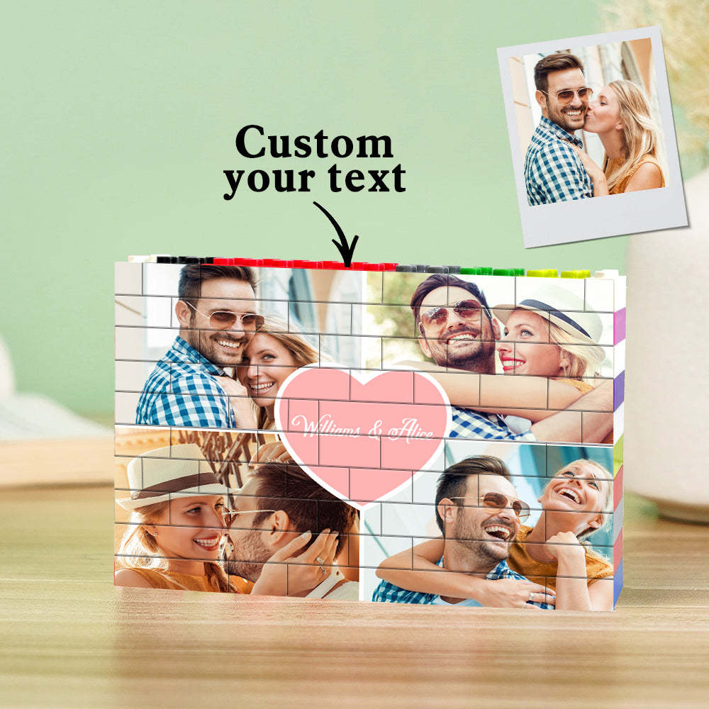 Personalised Colors Building Brick Puzzles Custom Collage Photo Block Gifts for Lovers - yournamenecklaceuk