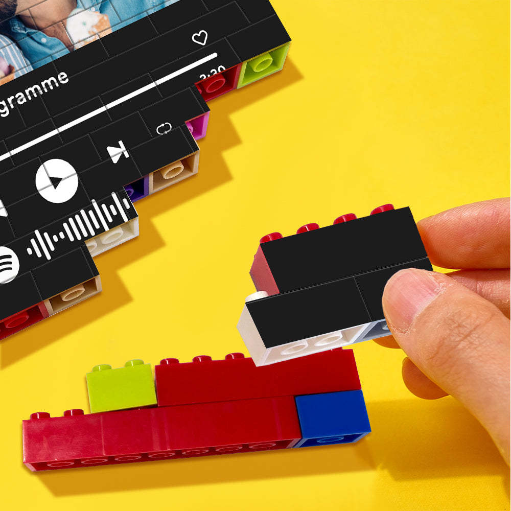 Personalised Spotify Code Building Brick Custom Photo Block Colors Brick Puzzles Gifts for Her - yournamenecklaceuk