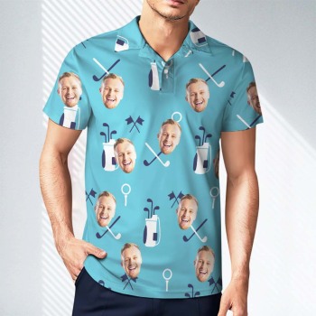 Custom Men's Face Polo Shirt Golf Polo Shirts For Him Golf Clubs - yournamenecklaceuk