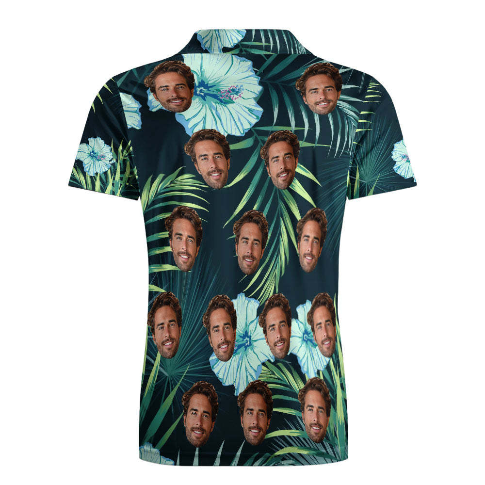 Custom Personalized Polo Shirts Custom Men's Face Polo Shirt Special Gift Polo Shirt For Him Green Leaves - yournamenecklaceuk