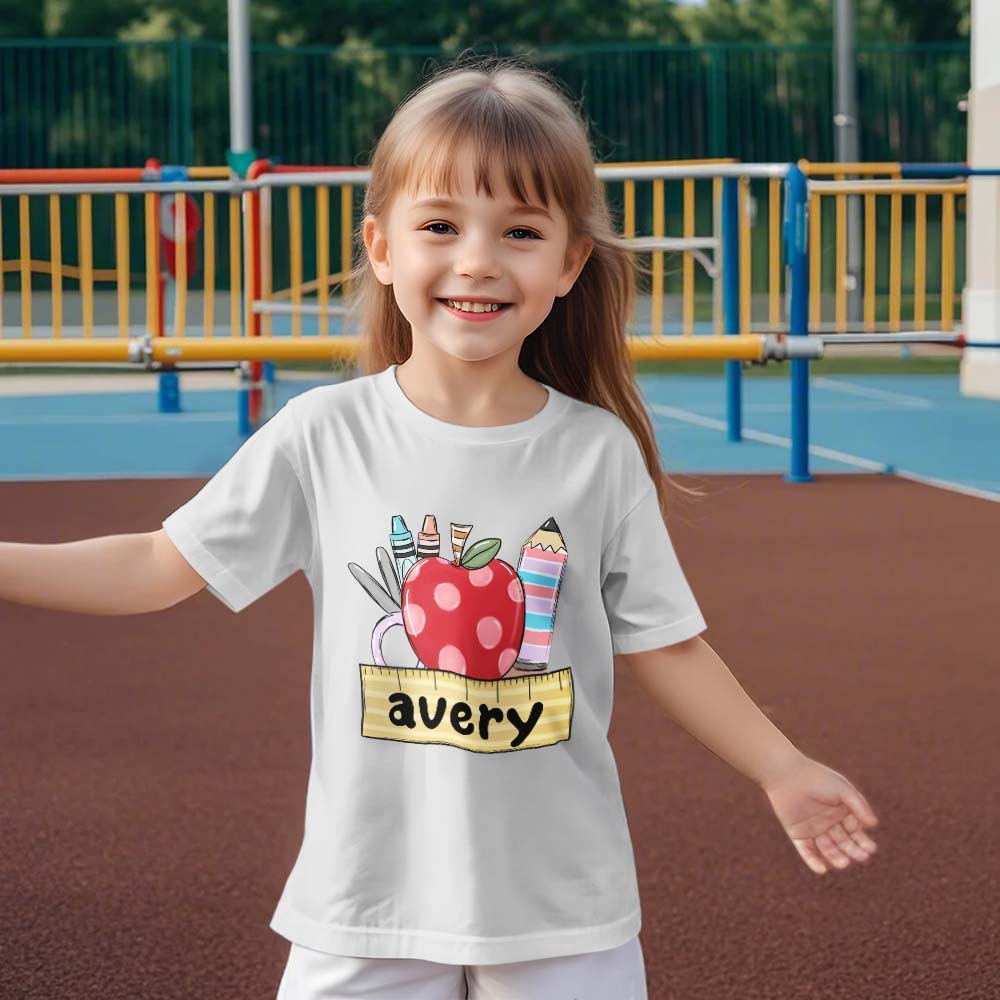 Personalized Back to School T-shirt First Day of School Shirt Gift for Kids - yournamenecklaceuk