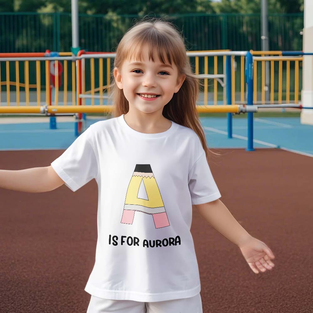 Personalized Back to School Pencil T-shirt First Day of School Shirt Gift for Kids - yournamenecklaceuk
