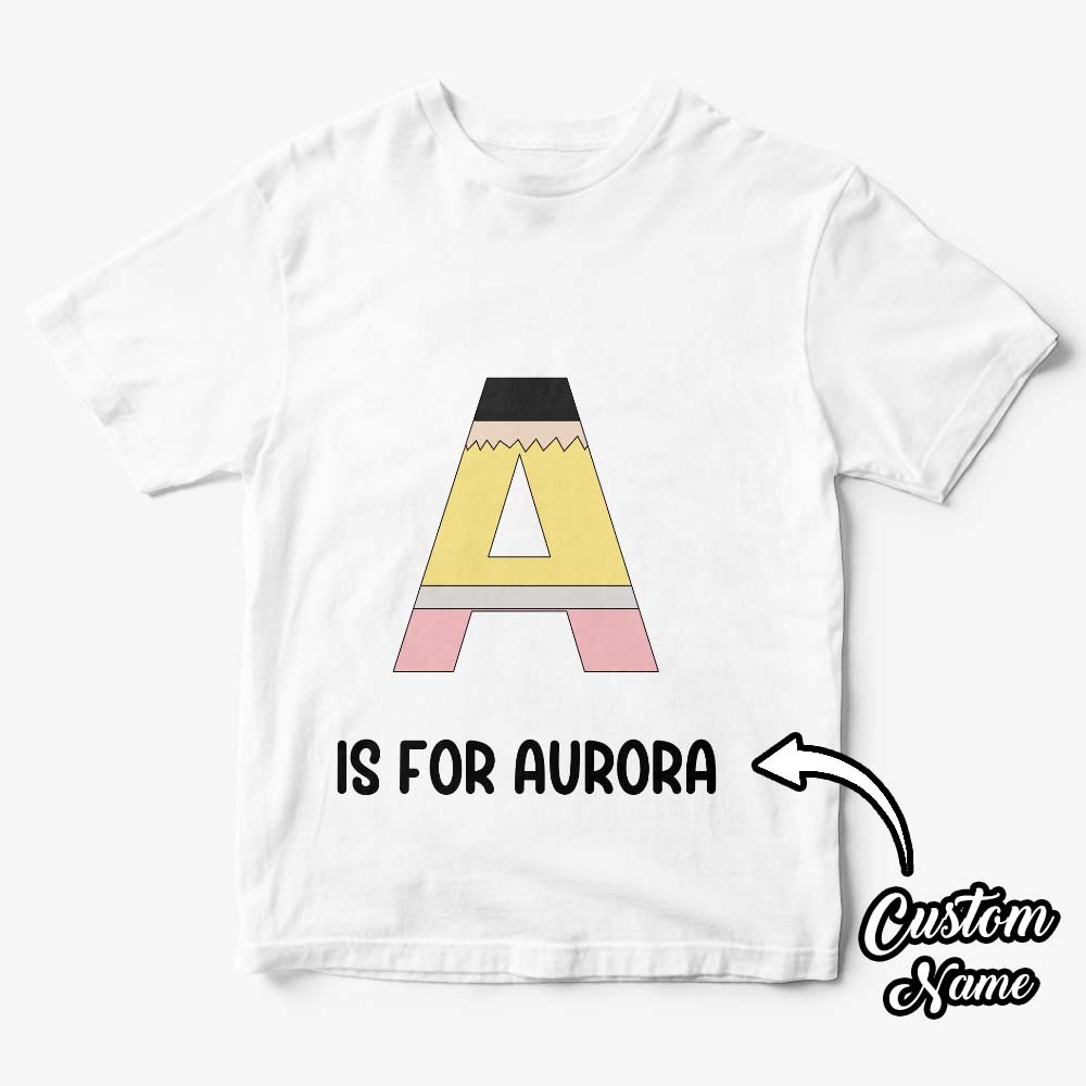 Personalized Back to School Pencil T-shirt First Day of School Shirt Gift for Kids - yournamenecklaceuk