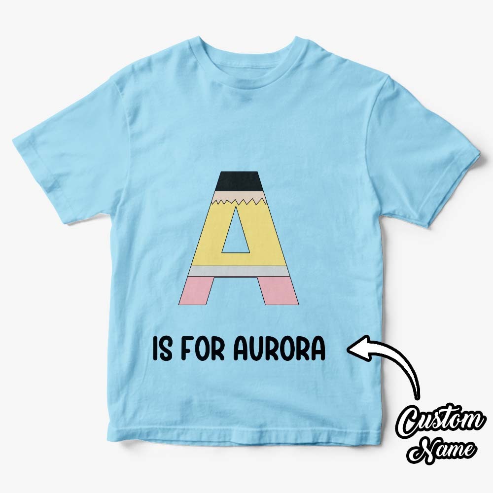 Personalized Back to School Pencil T-shirt First Day of School Shirt Gift for Kids - yournamenecklaceuk