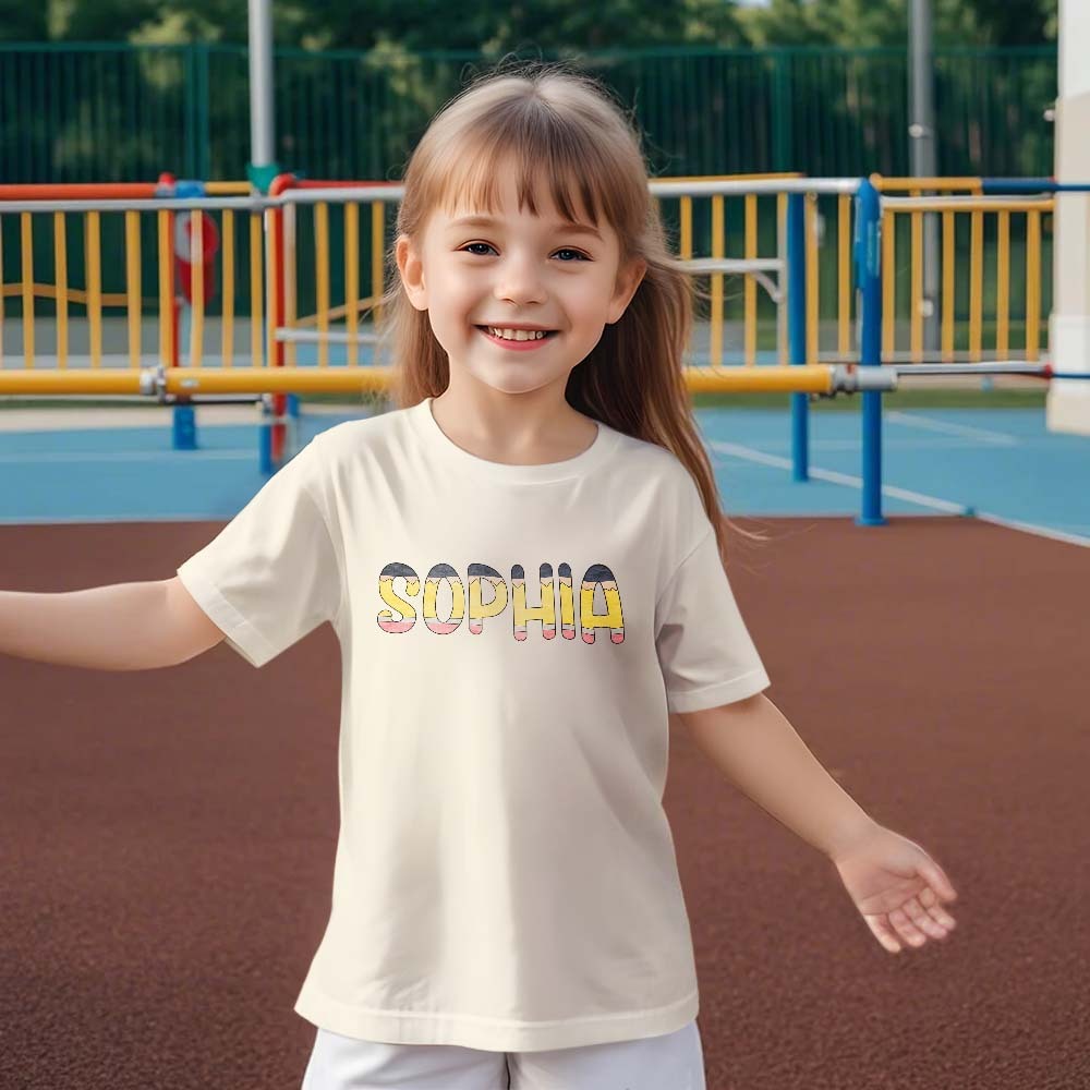 Personalized Back to School Pencil Name T-shirt First Day of School Shirt Gift for Kids - yournamenecklaceuk