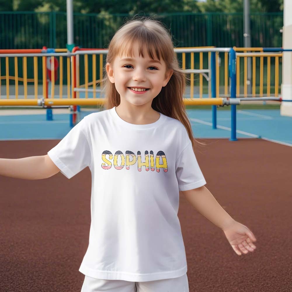 Personalized Back to School Pencil Name T-shirt First Day of School Shirt Gift for Kids - yournamenecklaceuk