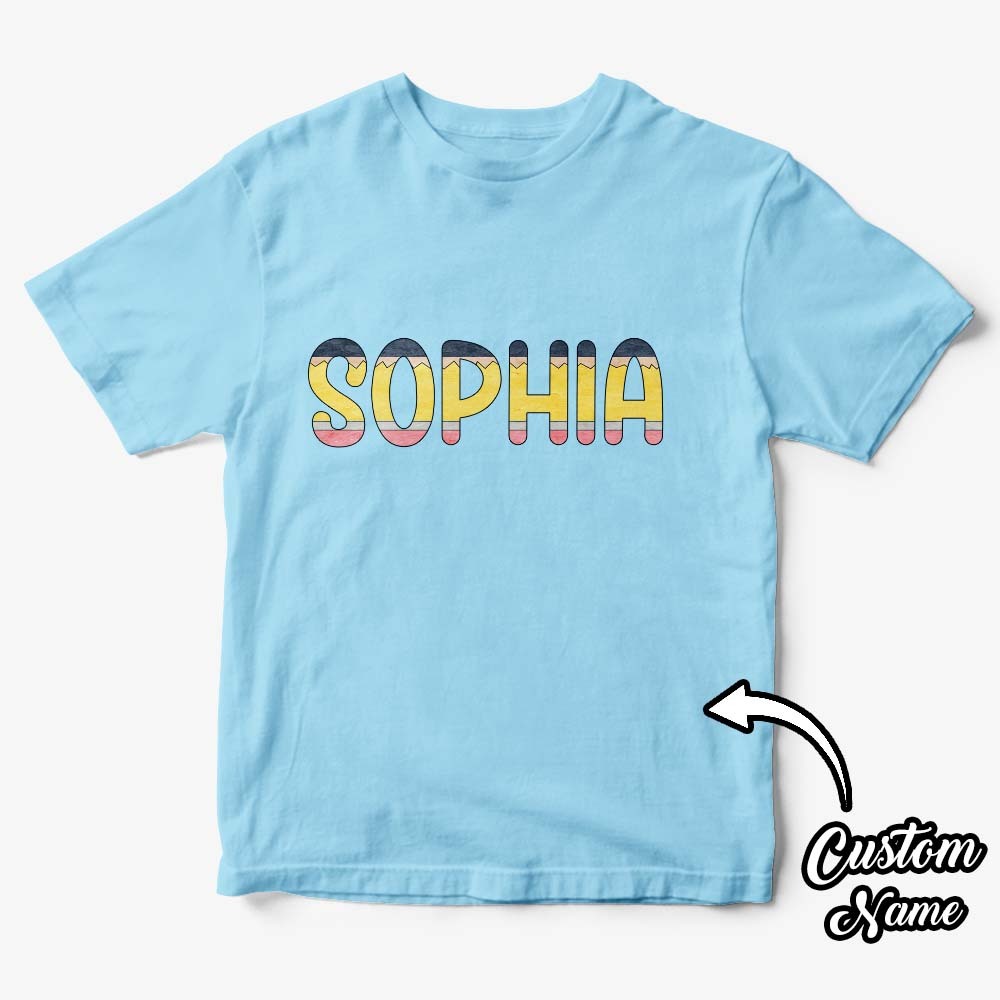 Personalized Back to School Pencil Name T-shirt First Day of School Shirt Gift for Kids - yournamenecklaceuk