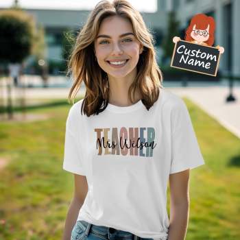 Personalized Teacher T-Shirt Teacher Custom Name Shirt Back to School Gifts - yournamenecklaceuk