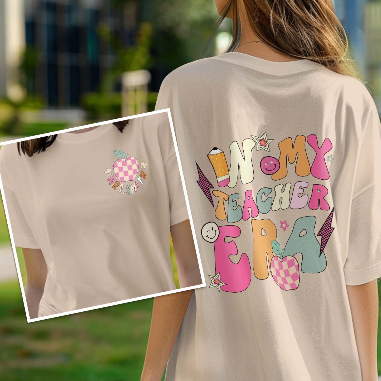 Personalized In My Teacher Era T-Shirt Teacher Custom Name Shirt Back to School Gifts - yournamenecklaceuk