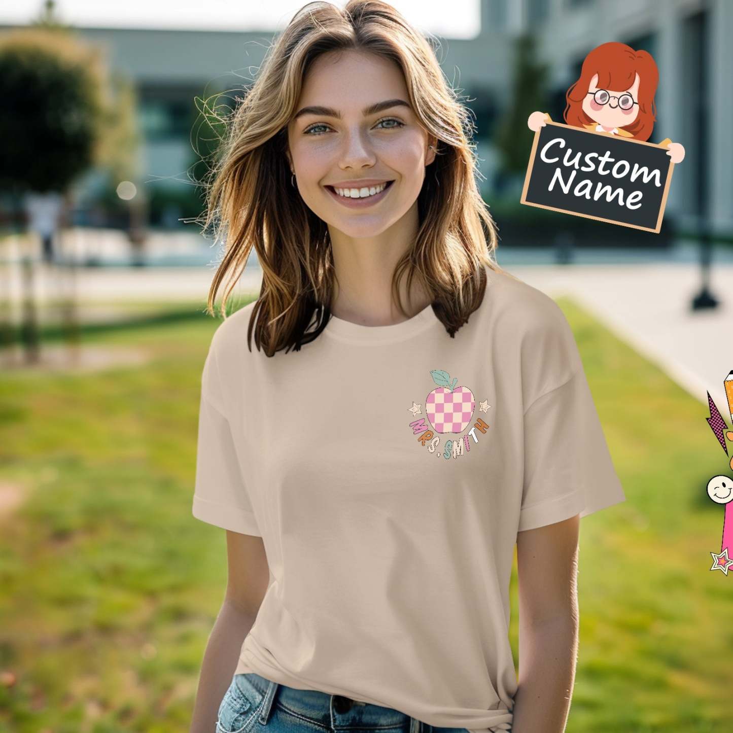 Personalized In My Teacher Era T-Shirt Teacher Custom Name Shirt Back to School Gifts - yournamenecklaceuk