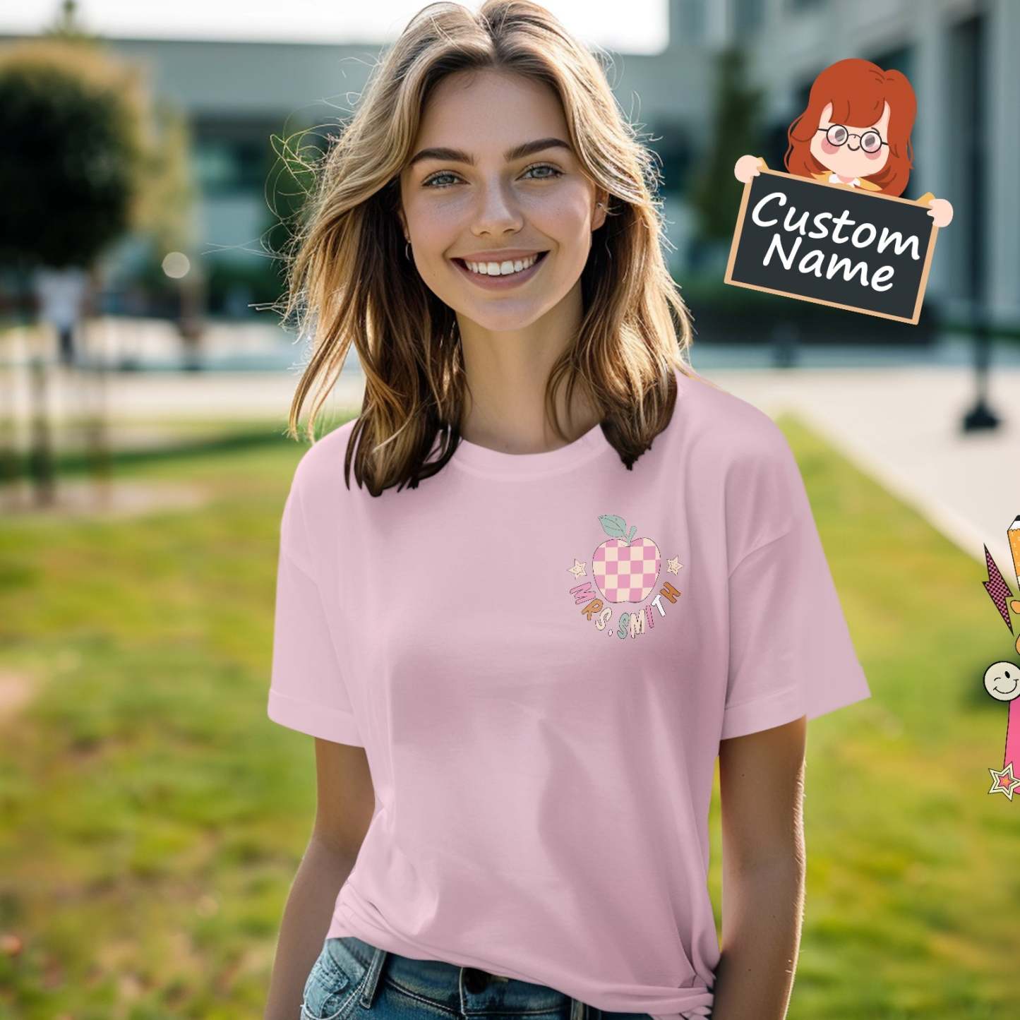 Personalized In My Teacher Era T-Shirt Teacher Custom Name Shirt Back to School Gifts - yournamenecklaceuk