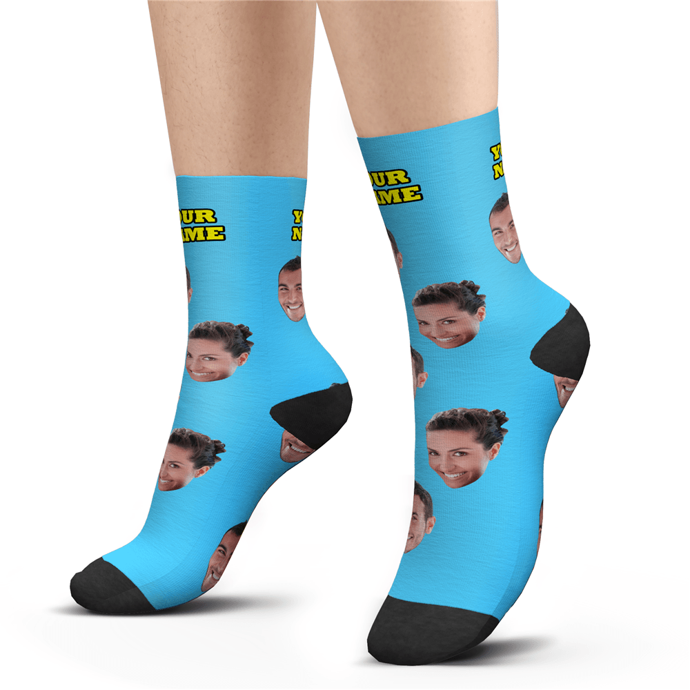 Christmas Gifts Personalized Photo Socks Custom Face Socks With Your Text 3D Preview Colorful Socks -  NameNecklaceUK