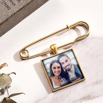 Personalized Photo Lapel Pin Memorial Charm Brooch Gift For Man - yournamenecklaceuk