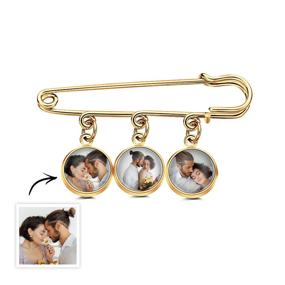 Custom Photo Lapel Pin With Circle Pendant Unique Brooch Gift For Man - yournamenecklaceuk