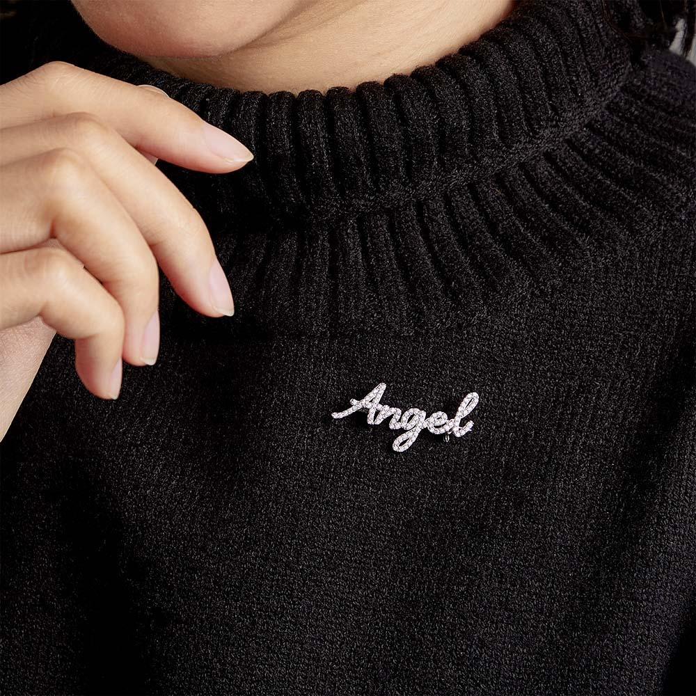 Custom Name Diamond Lapel Pin Fashion Exquisite Brooch Gift For Woman - yournamenecklaceuk
