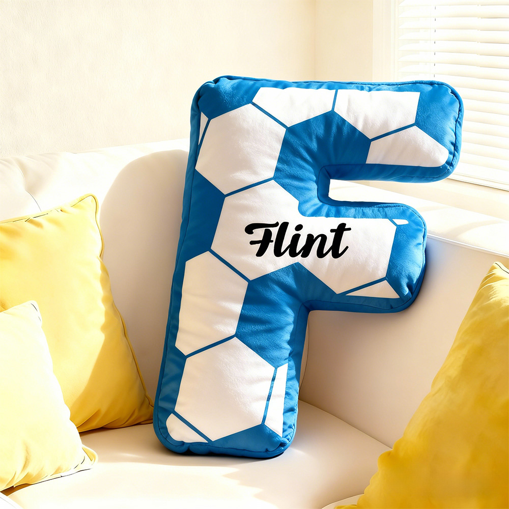 Personalized Soccer Ball Initial Letter Pillow Custom Monogram Sports Pillow Soccer Theme Throw Pillow Gift