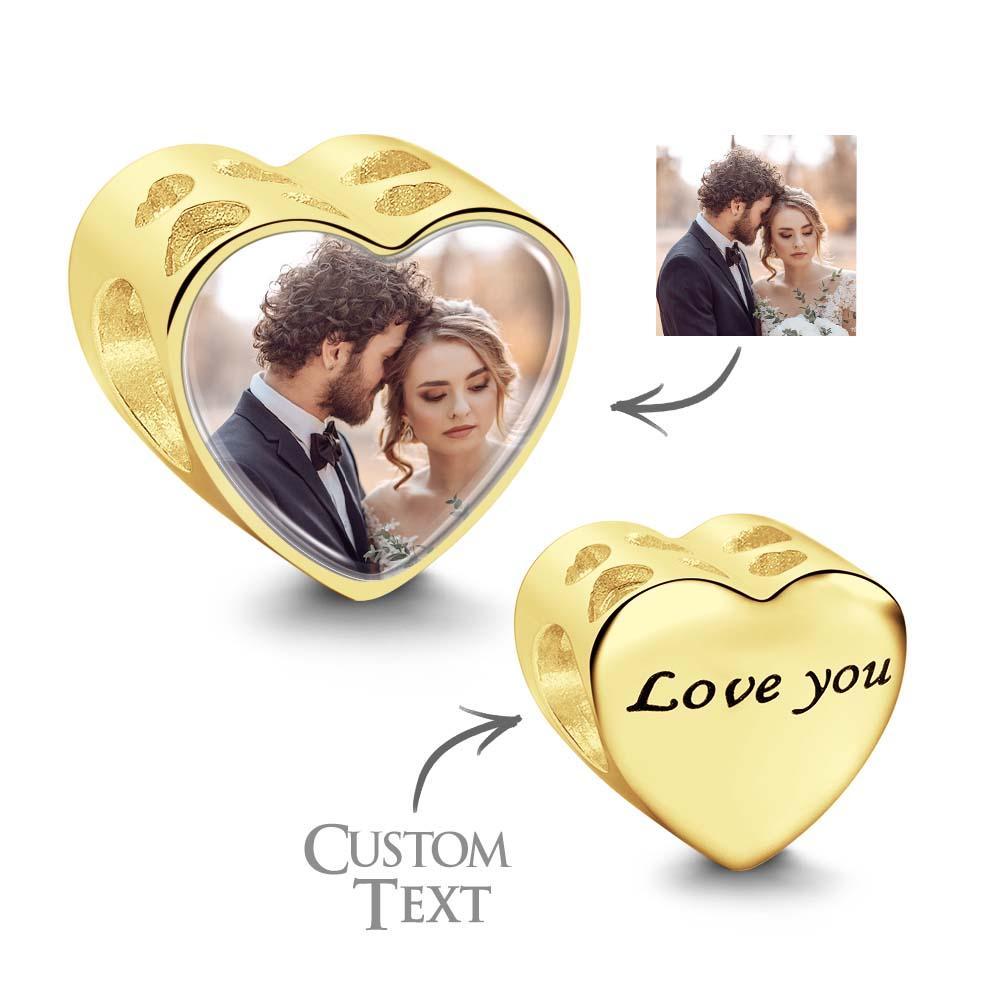 Personalized Heart-Shaped Photo Charm With Text Romantic Gifts For Her - yournamenecklaceuk