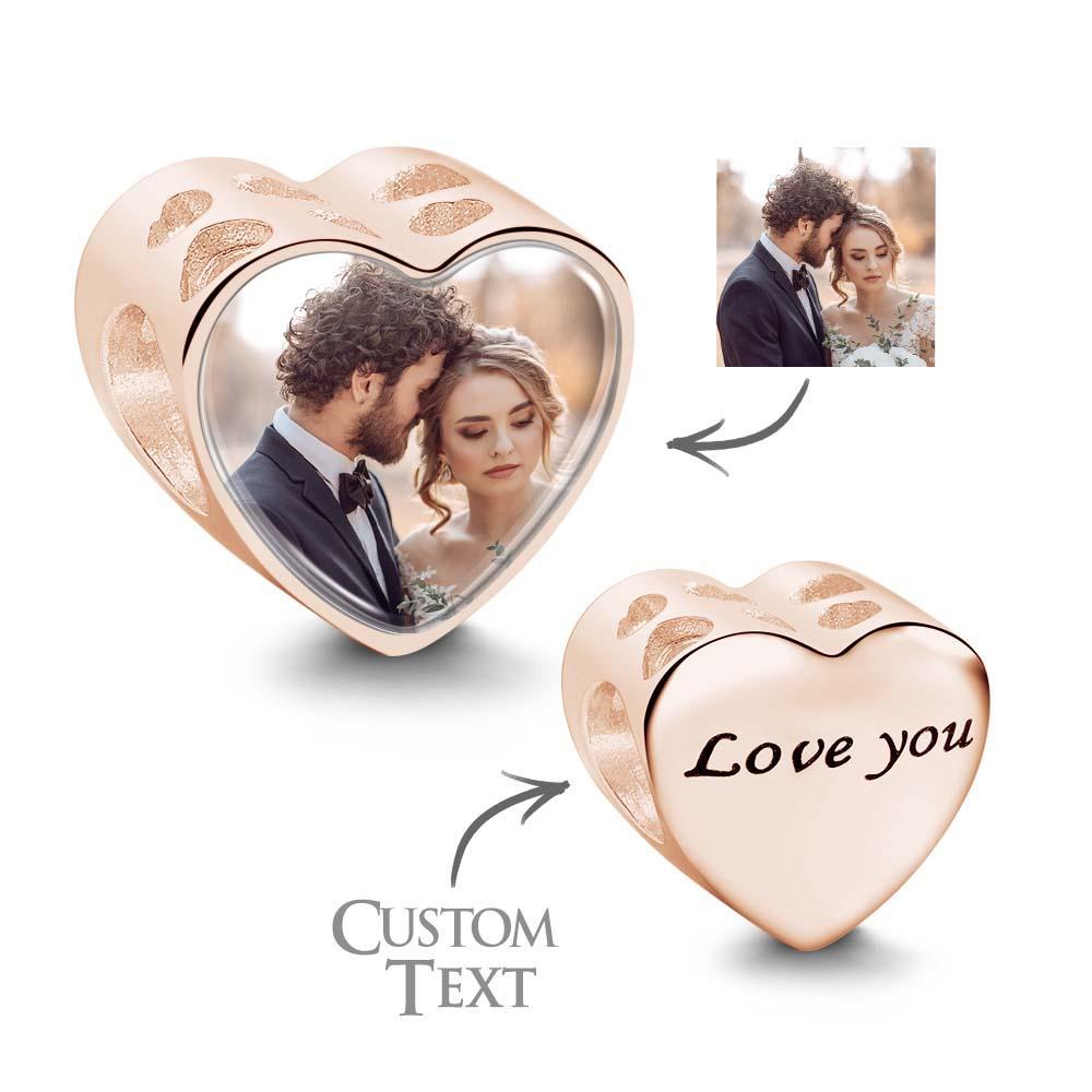 Personalized Heart-Shaped Photo Charm With Text Romantic Gifts For Her - yournamenecklaceuk