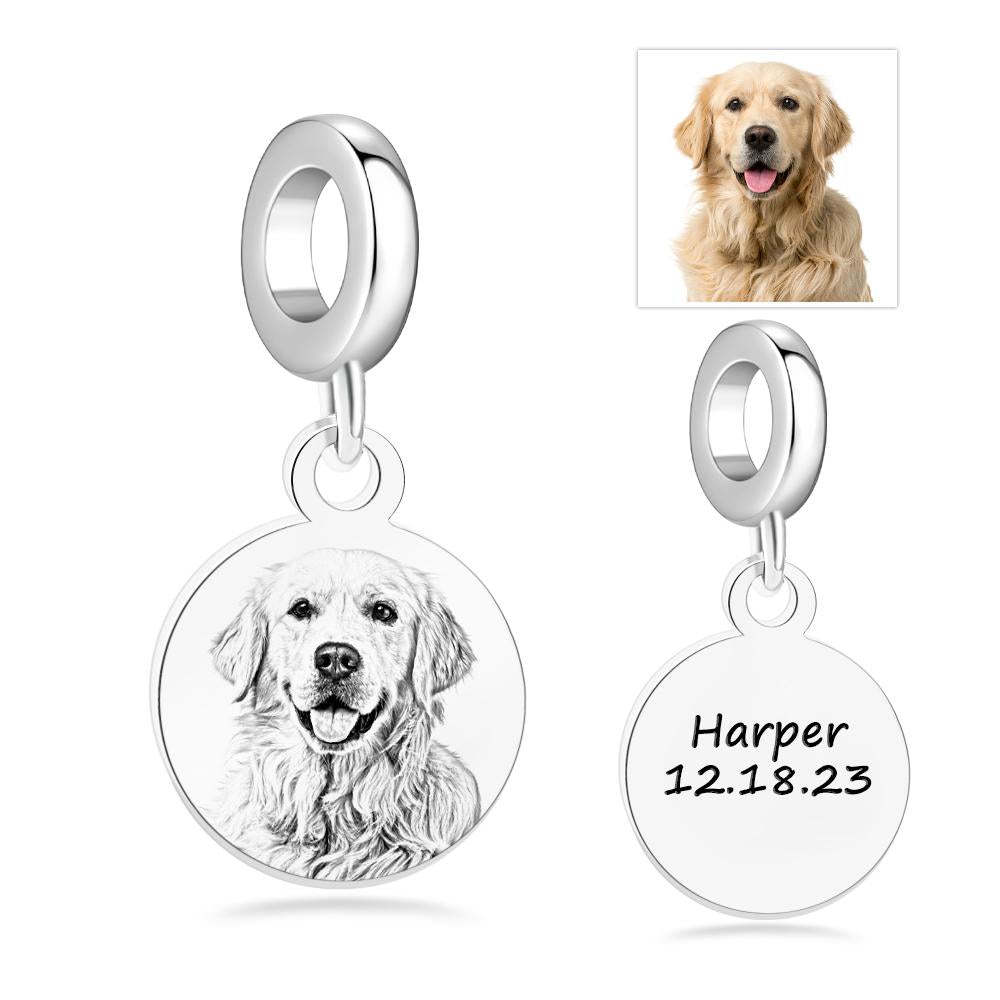 Personalized Engraved Photo Charm Vintage Circle Pendant Gifts For Her - yournamenecklaceuk