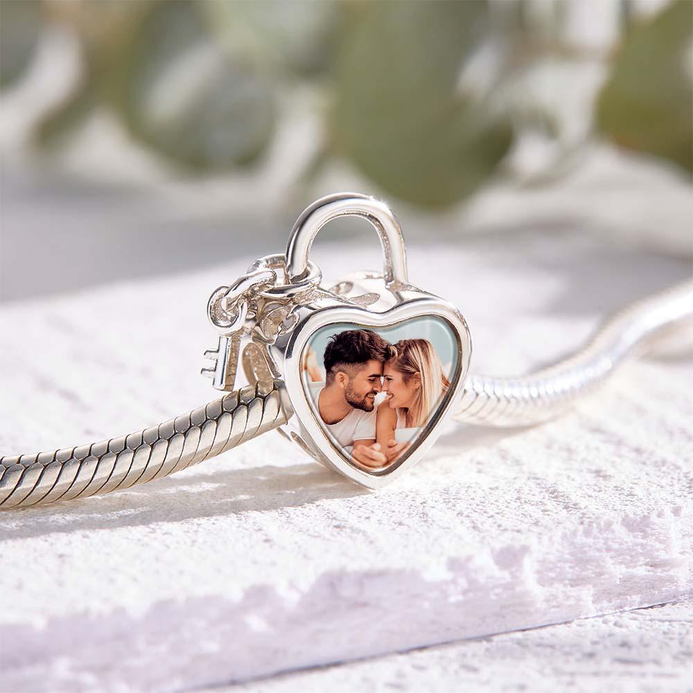 Personalized Photo Charm Love Heart Key Pendant Unique Gifts For Her - yournamenecklaceuk