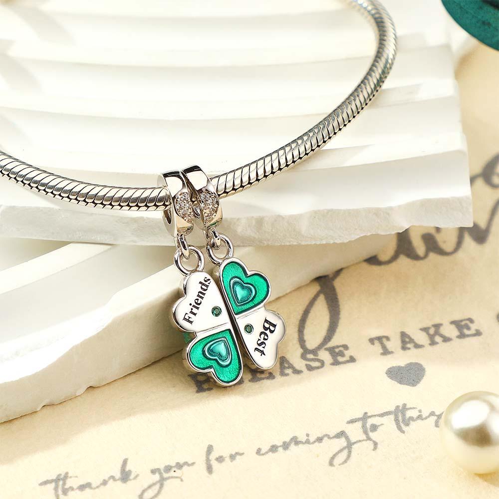 Custom Engraved Charm Four Leaf Clover Lucky Gift - yournamenecklaceuk