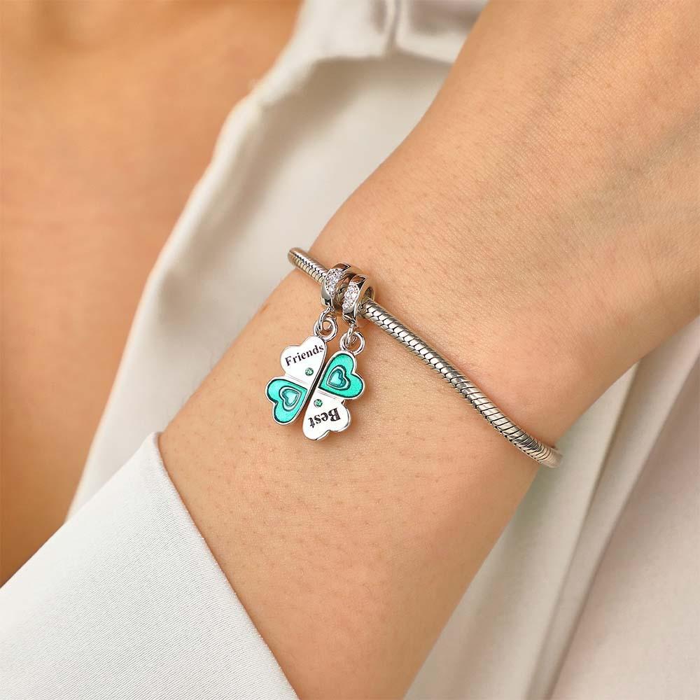 Custom Engraved Charm Four Leaf Clover Lucky Gift - yournamenecklaceuk