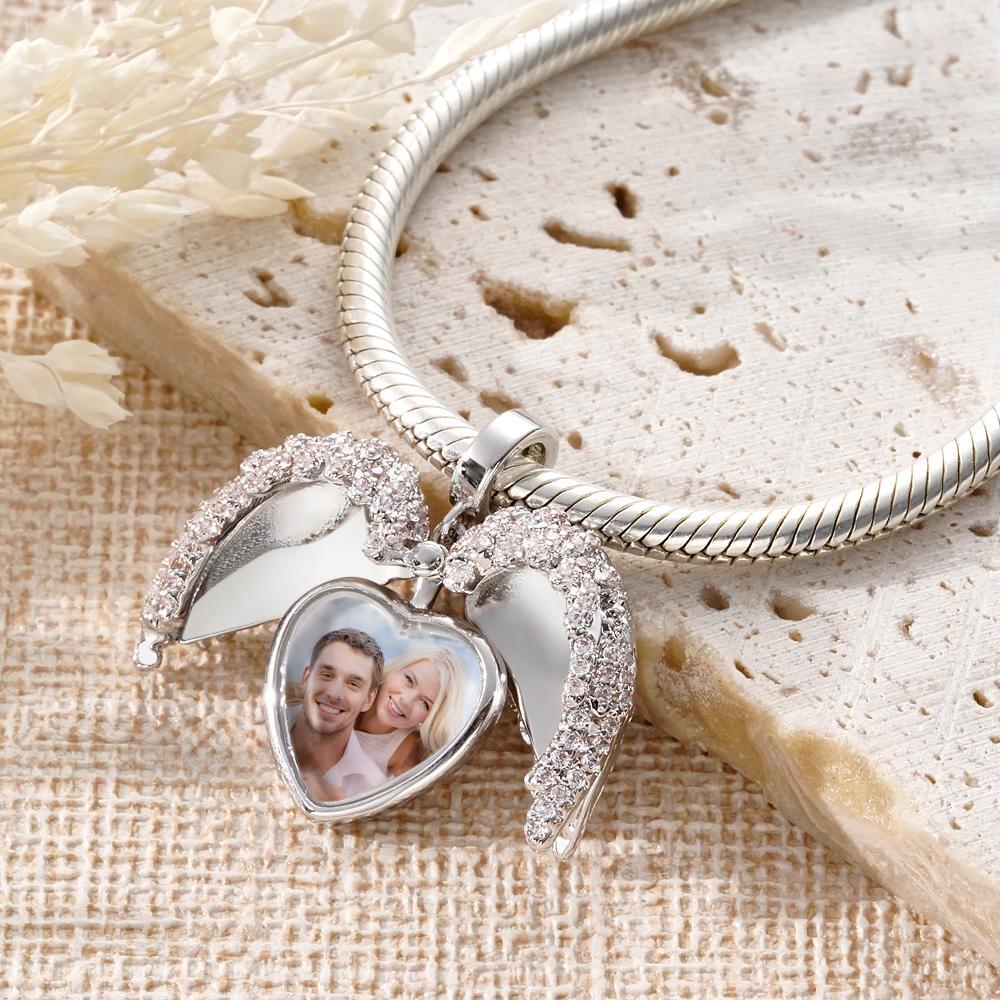 Angel Wing Openable Photo Charm With Text Fashionable Pendant Gifts For Her - yournamenecklaceuk