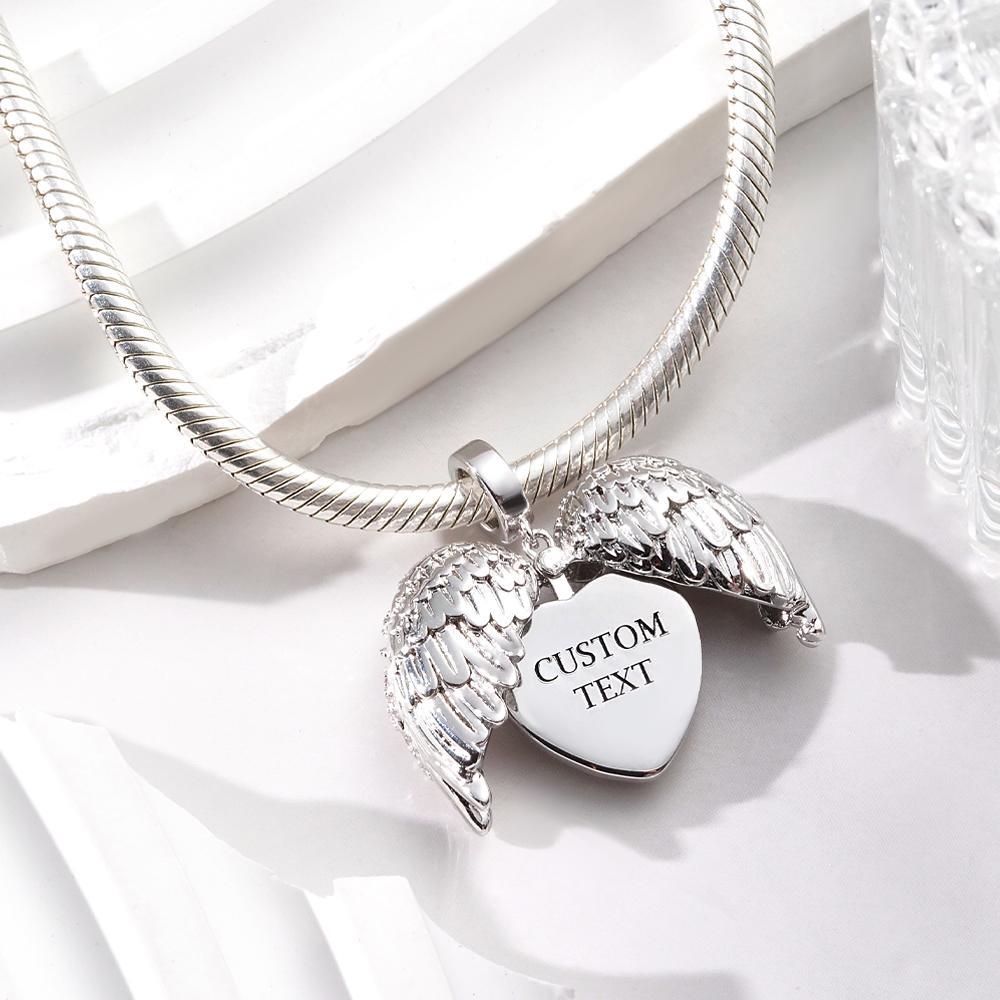 Angel Wing Openable Photo Charm With Text Fashionable Pendant Gifts For Her - yournamenecklaceuk