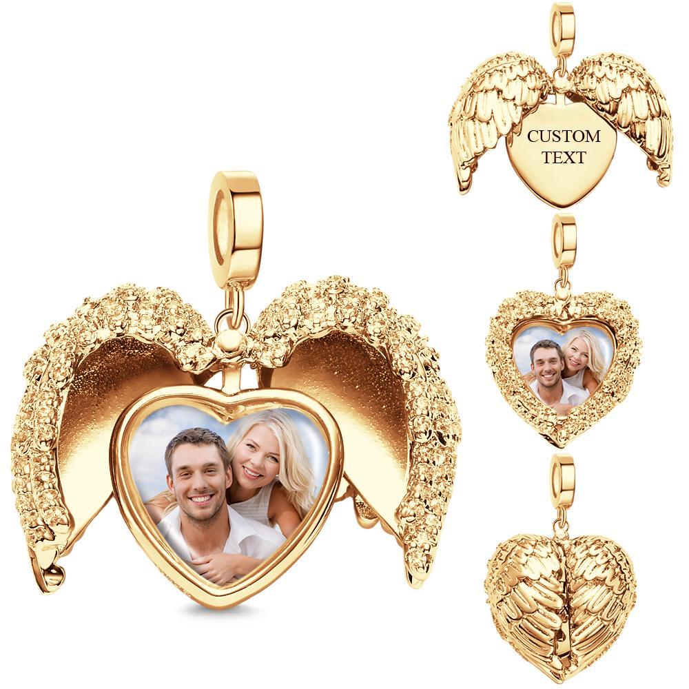 Angel Wing Openable Photo Charm With Text Fashionable Pendant Gifts For Her - yournamenecklaceuk