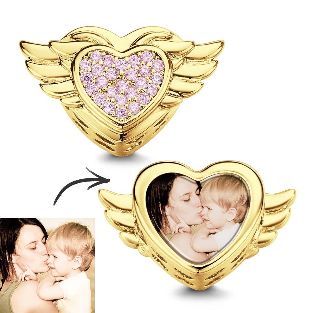 Custom Photo Charm Heart Wings Gifts for Mom - yournamenecklaceuk