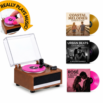 Personalized Mini Vinyl Music Player That Really Spins & Plays Music | Each Vinyl Can Play a Different Song, Custom Photo Album Cover, DIY Vinyl Color, Anniversary Gift for Couples -  NameNecklaceUK