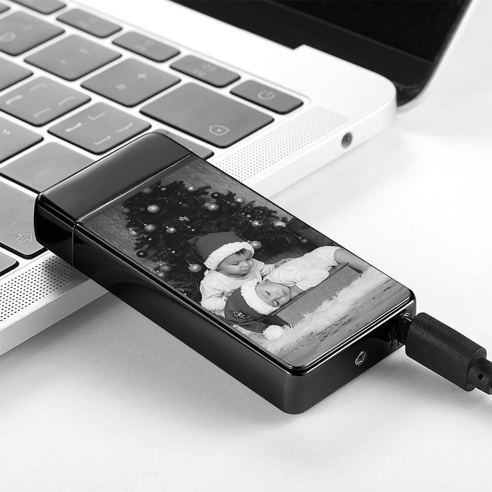 Photo Lighter Custom Photo Engraved Lighter Black Christmas Gift