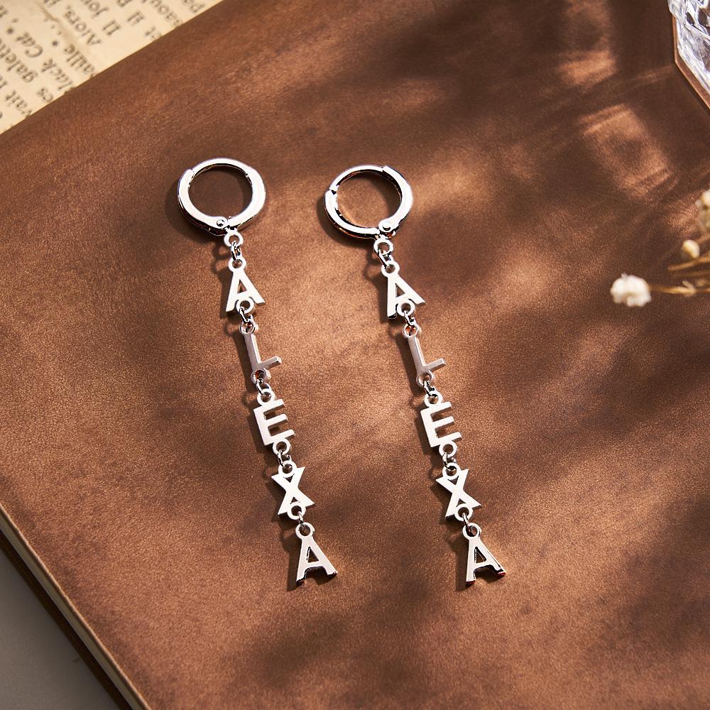 Custom Name Earrings Vertical Name Simple Style Gifts - yournamenecklaceuk