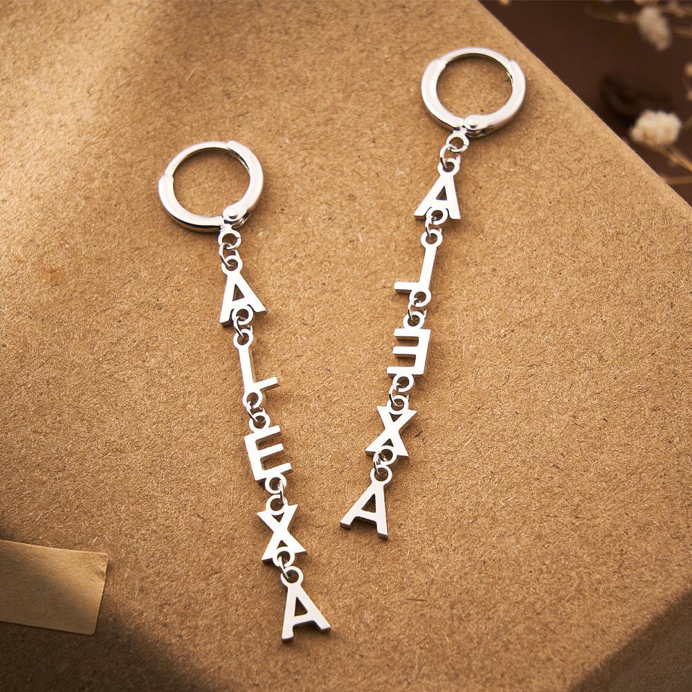 Custom Name Earrings Vertical Name Simple Style Gifts - yournamenecklaceuk