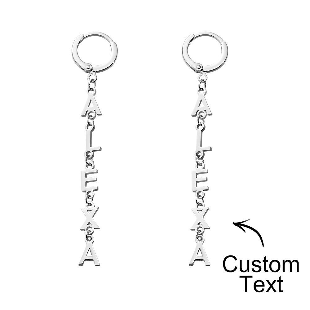 Custom Name Earrings Vertical Name Simple Style Gifts - yournamenecklaceuk