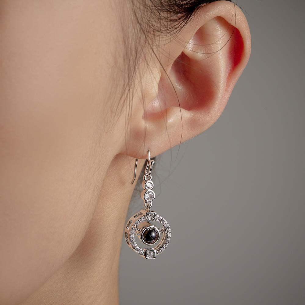 Custom Photo Projection Earring Elegant Diamond Gifts for Girl - yournamenecklaceuk