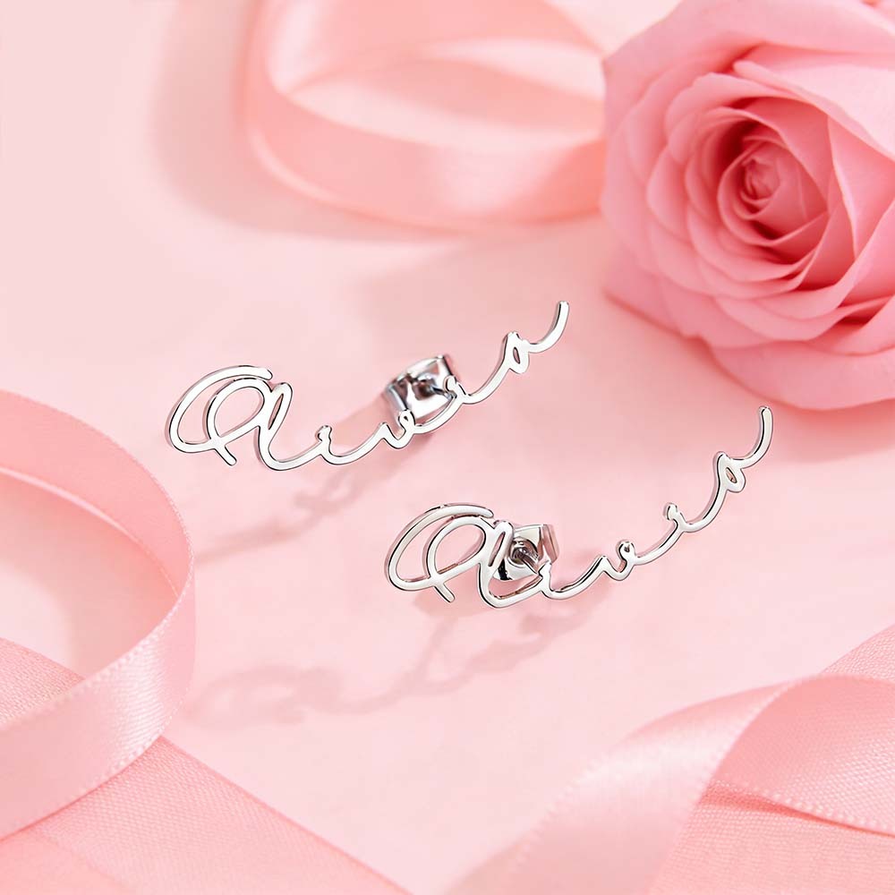 Custom Name Earrings Personalized Fashionable Name Earrings Custom Script Name Earrings Gifts for Girlfriend -  NameNecklaceUK