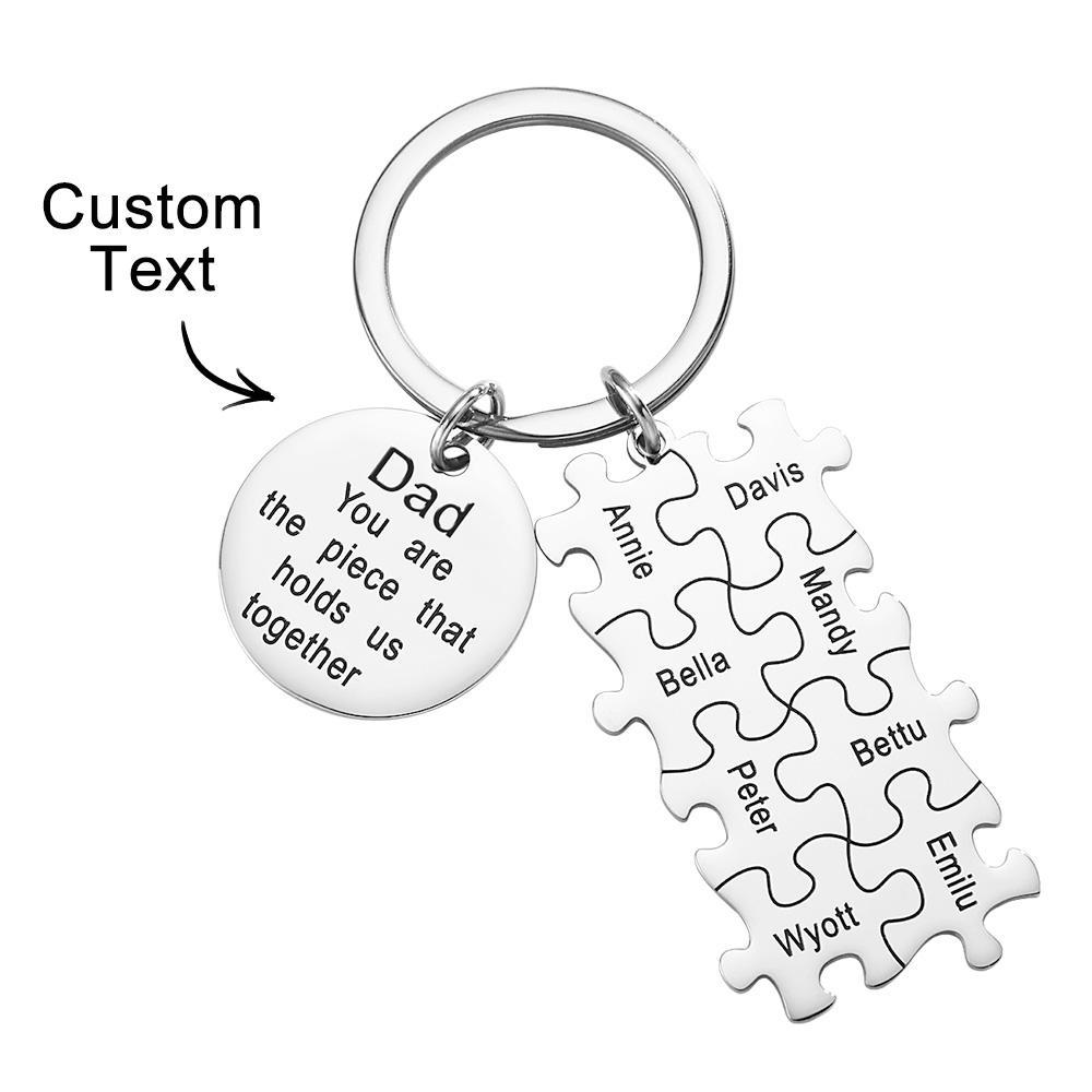 Engraved Puzzle Circle Keychain Personalized Key Ring Father's Day Gift - yournamenecklaceuk