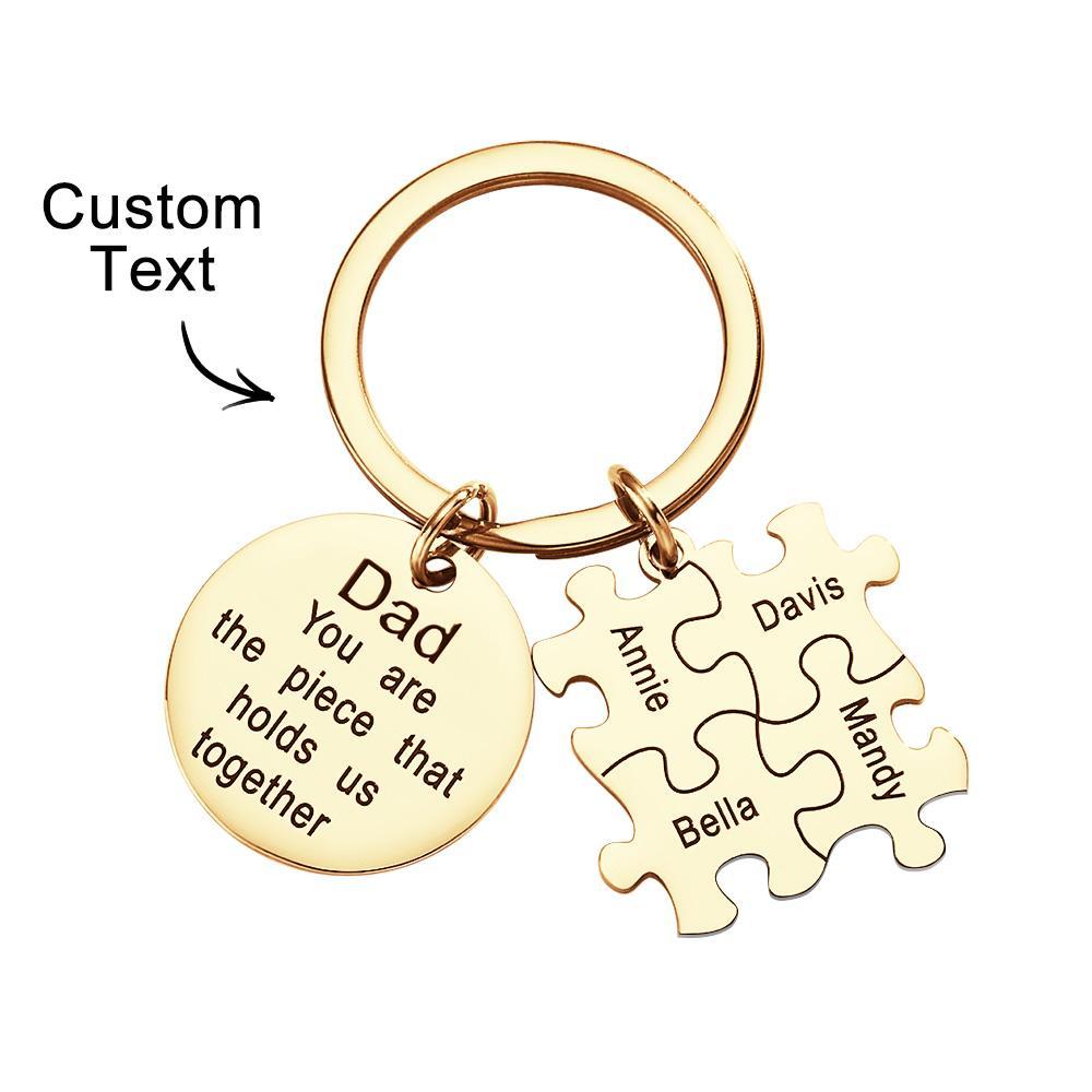 Engraved Puzzle Circle Keychain Personalized Key Ring Father's Day Gift - yournamenecklaceuk