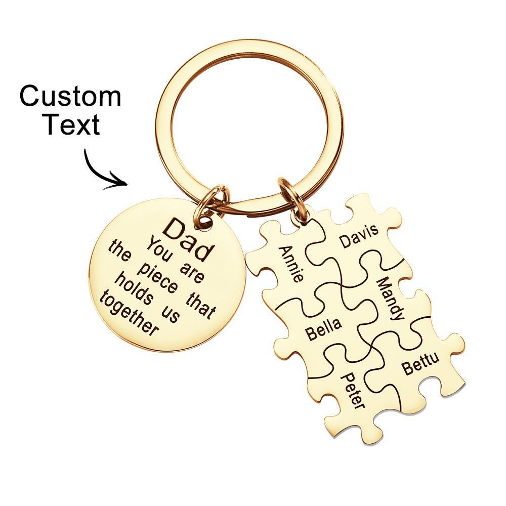 Engraved Puzzle Circle Keychain Personalized Key Ring Father's Day Gift - yournamenecklaceuk