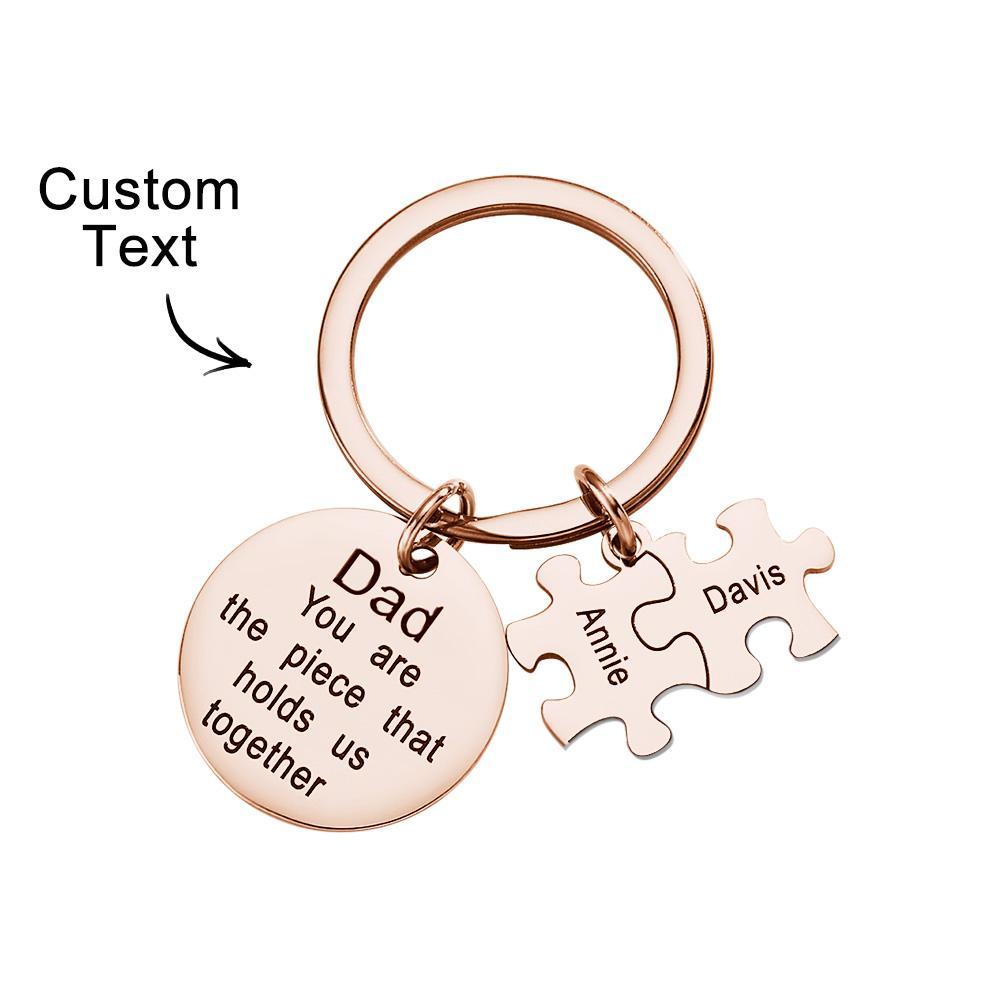 Engraved Puzzle Circle Keychain Personalized Key Ring Father's Day Gift - yournamenecklaceuk