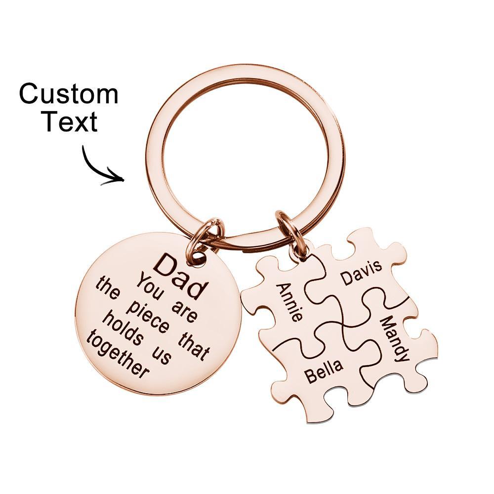 Engraved Puzzle Circle Keychain Personalized Key Ring Father's Day Gift - yournamenecklaceuk