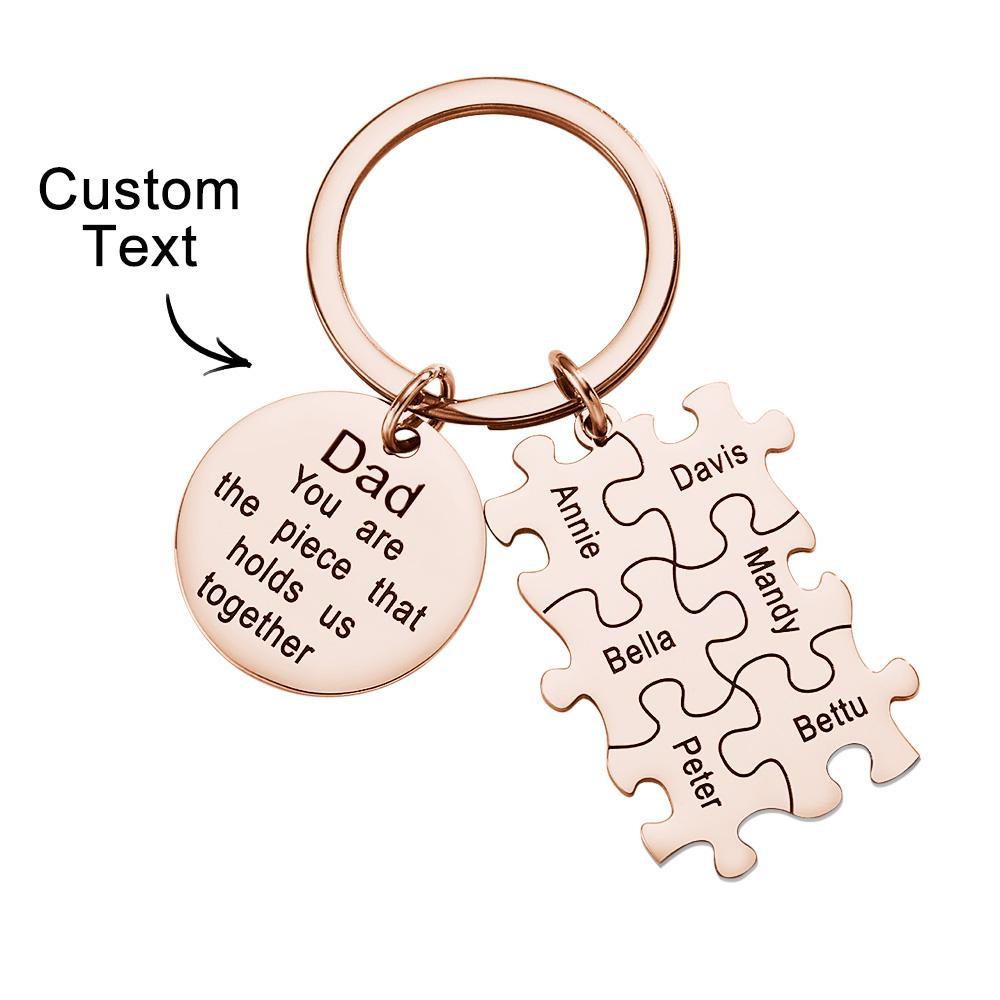 Engraved Puzzle Circle Keychain Personalized Key Ring Father's Day Gift - yournamenecklaceuk