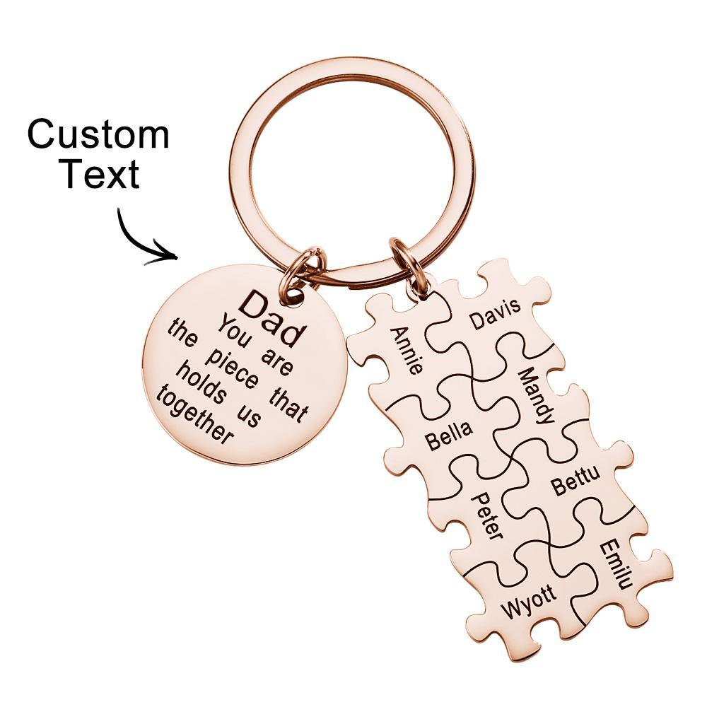 Engraved Puzzle Circle Keychain Personalized Key Ring Father's Day Gift - yournamenecklaceuk