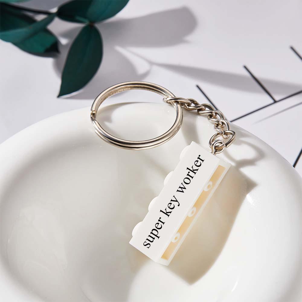 Personalized White Block Keychain Engraved Colorful Keychain Gifts For Her - yournamenecklaceuk