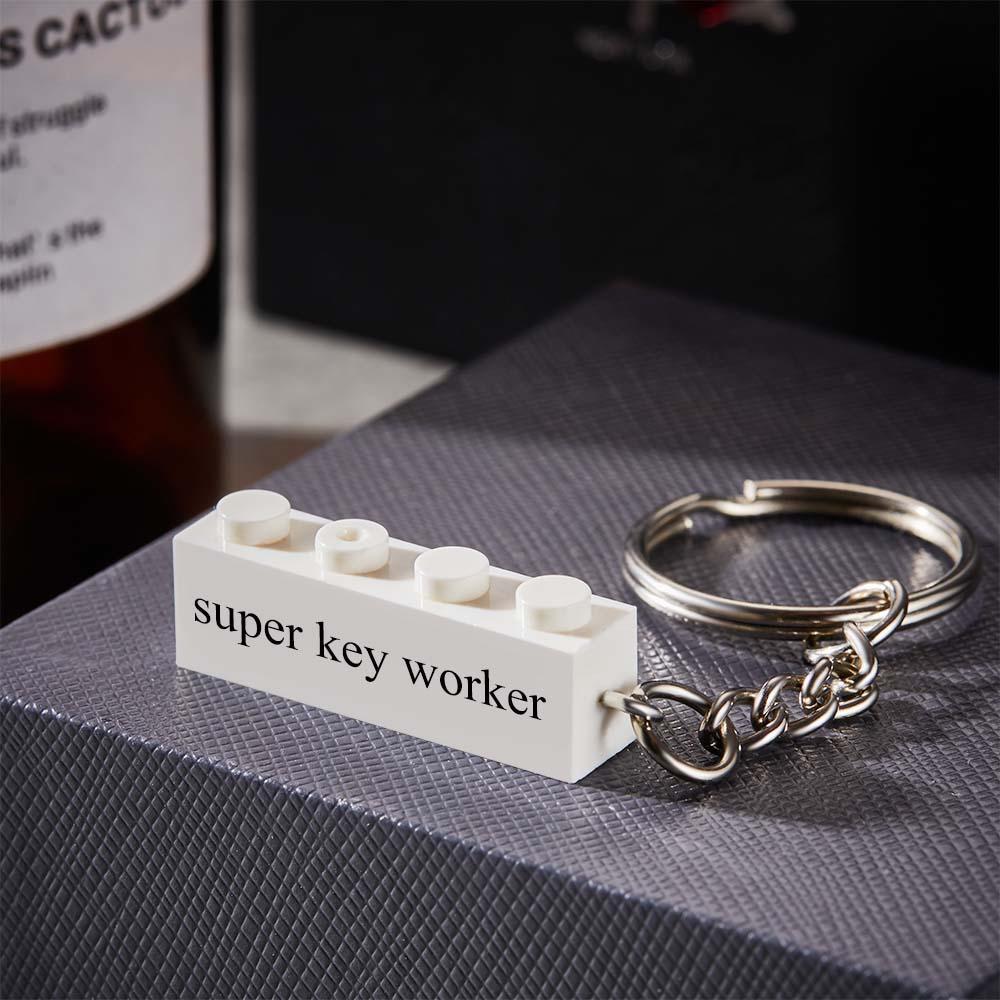 Personalized White Block Keychain Engraved Colorful Keychain Gifts For Her - yournamenecklaceuk