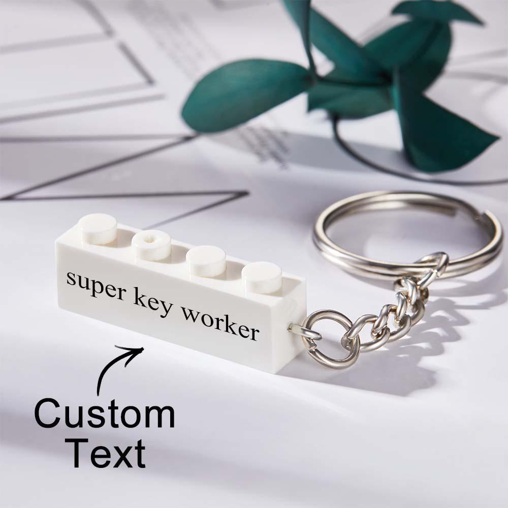 Personalized White Block Keychain Engraved Colorful Keychain Gifts For Her - yournamenecklaceuk
