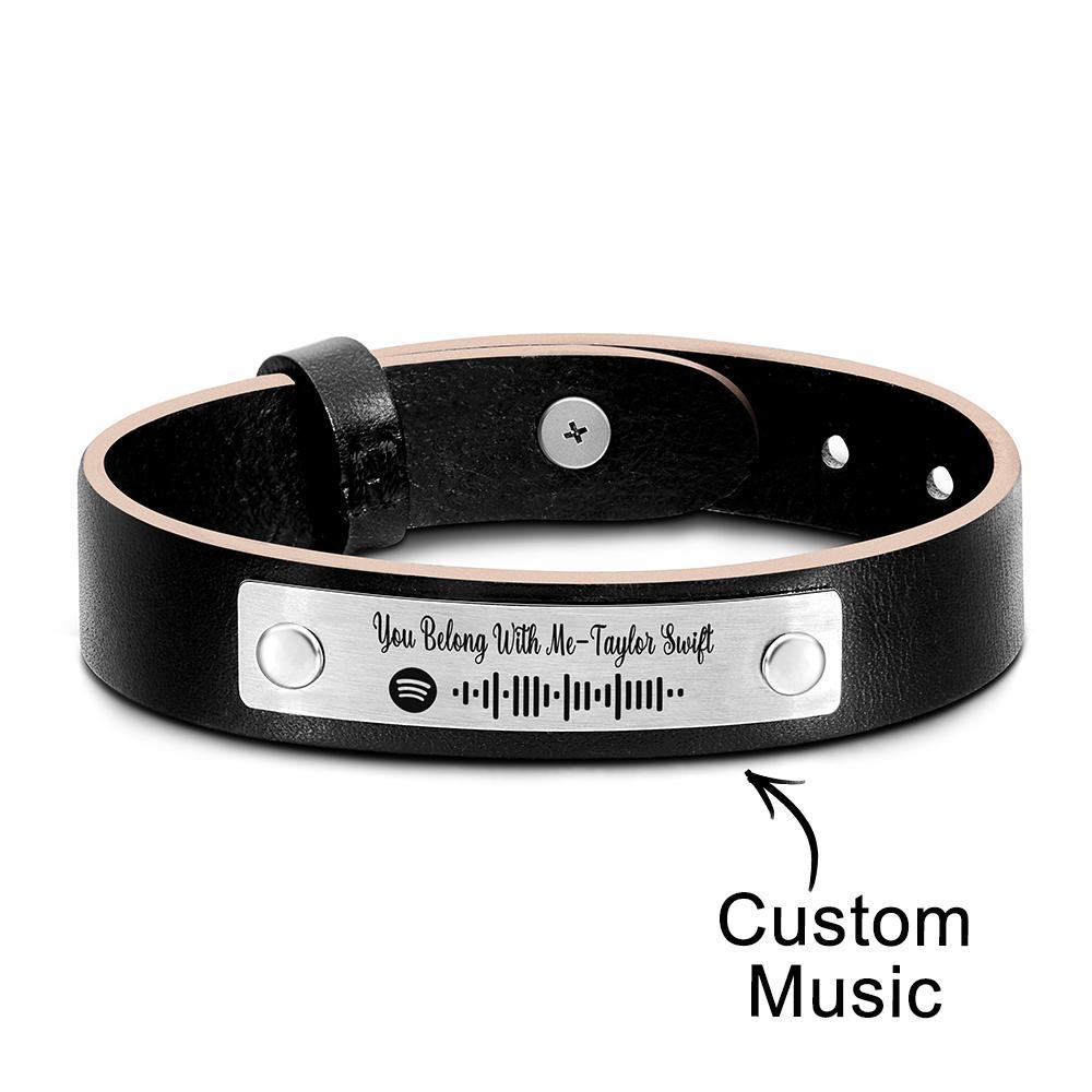 Custom Soundwaves Bracelet Leather Creative Music Gifts - yournamenecklaceuk