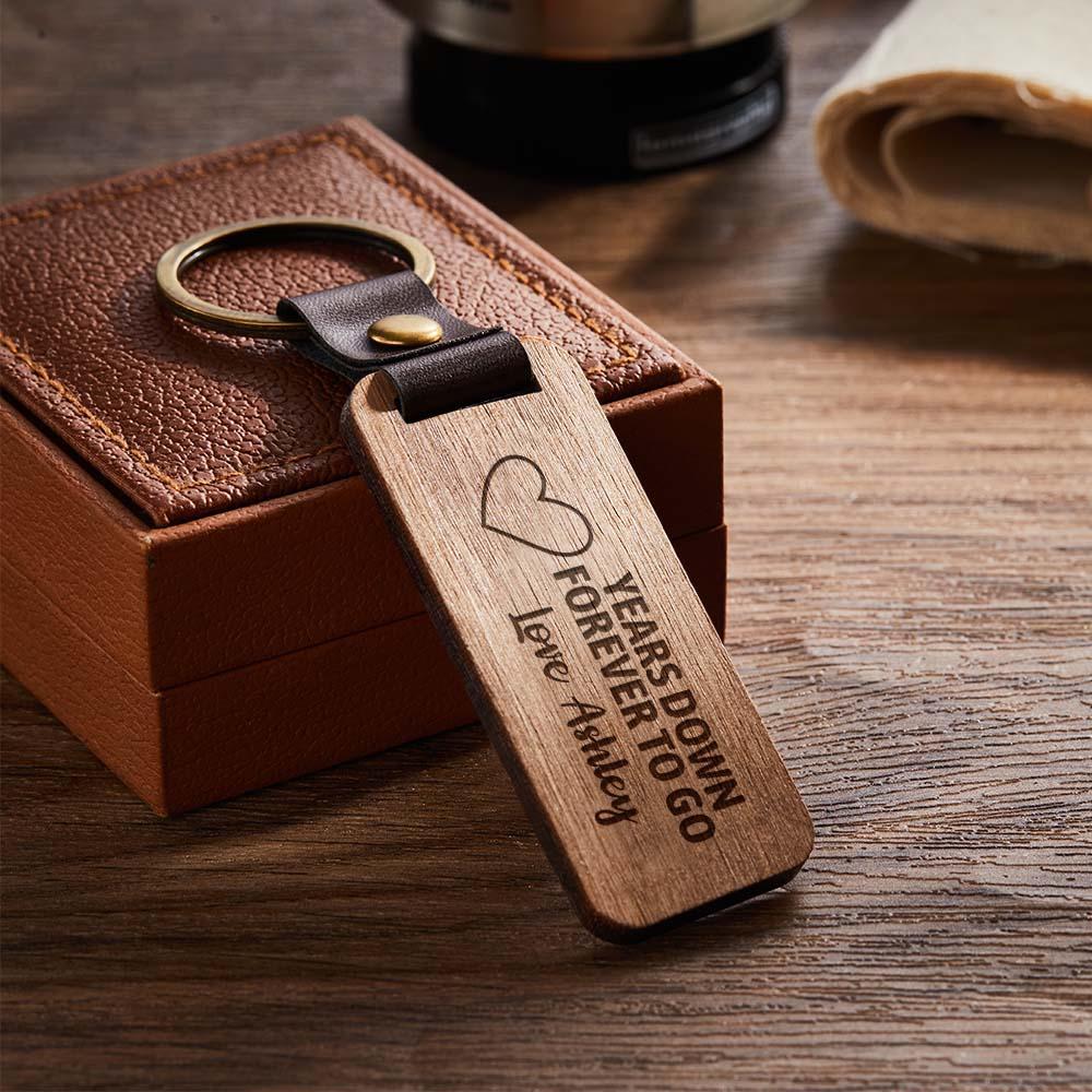 Scannable Spotify Code Wood Keychain Engraved YEARS DOWN FOREVER TO GO Keychain Father's Day Gifts - yournamenecklaceuk