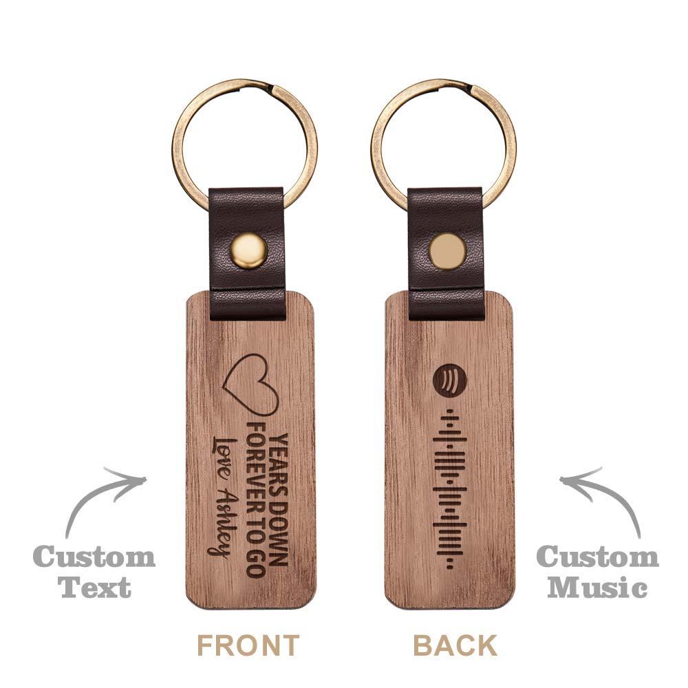 Scannable Spotify Code Wood Keychain Engraved YEARS DOWN FOREVER TO GO Keychain Father's Day Gifts - yournamenecklaceuk